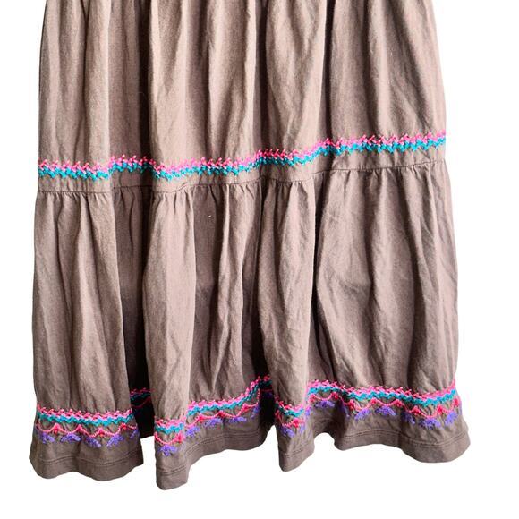Johnny Was S brown Flora Embroidered Short Tiered‎ Dress - Picture 8 of 13